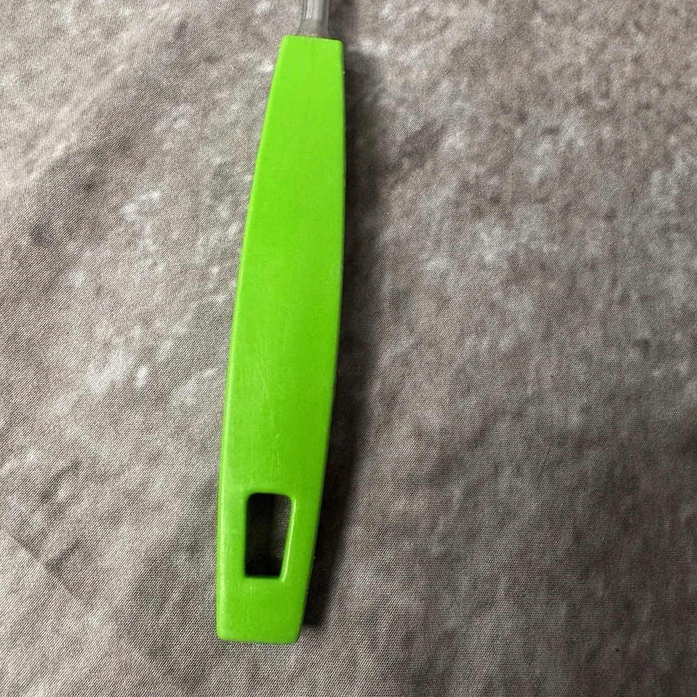 Ekco Slotted Serving Spoon Chromium Plated Green Handle 12